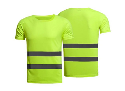 Gerai matomi saugos darbo marškinėliai Kvėpuojantys darbo marškinėliai Šviesą atspindintys marškinėliai Vyriški moteriški darbo drabužiai su šviesą atspindinčiomis juostelėmis Mėlyna