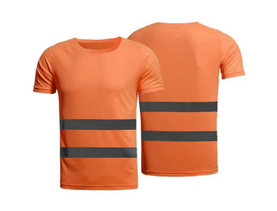 Gerai matomi saugos darbo marškinėliai Kvėpuojantys darbo marškinėliai Šviesą atspindintys marškinėliai Vyriški moteriški darbo drabužiai su šviesą atspindinčiomis juostelėmis Mėlyna