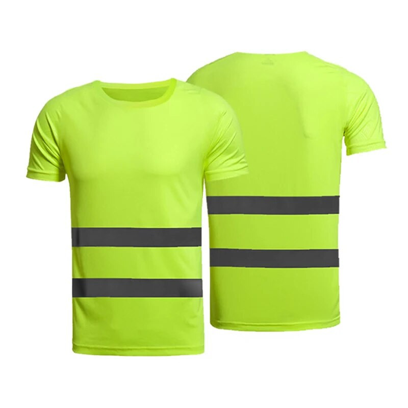 Gerai matomi saugos darbo marškinėliai Kvėpuojantys darbo marškinėliai Šviesą atspindintys marškinėliai Vyriški moteriški darbo drabužiai su šviesą atspindinčiomis juostelėmis Mėlyna