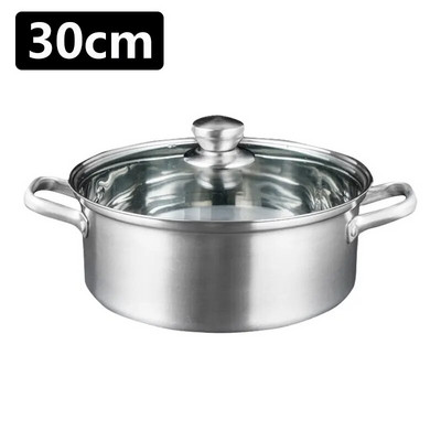 Oală chinezească din oțel inoxidabil 304, tigaie antiaderentă pentru fondue, cu capac de sticlă, oală împărțită, accesorii de bucătărie