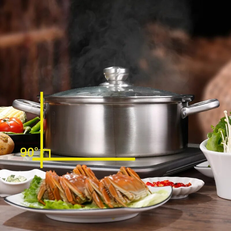 304 nehrđajući čelik Kineski Hot Pot Fondue Tava s neprijanjajućim premazom sa staklenim poklopcem Hotpot za kuhanje Podijeljeni lonac Kuhinjski pribor