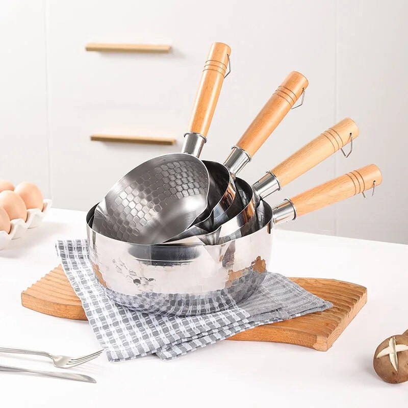 Japanski snježni lonac od nehrđajućeg čelika Lonac za kuhanje s neprijanjajućim premazom bez premaza za kuhanje instant rezanaca s izljevom Lonac za mlijeko