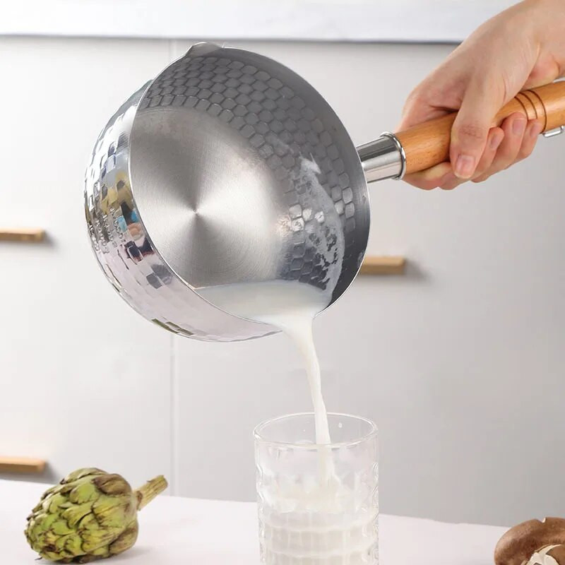 Japanski snježni lonac od nehrđajućeg čelika Lonac za kuhanje s neprijanjajućim premazom bez premaza za kuhanje instant rezanaca s izljevom Lonac za mlijeko