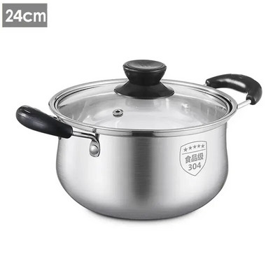Kuhinjska posuda za kuhanje od nehrđajućeg čelika 304 Posuda za mlijeko Posuda za juhu Neprianjajuća tava sa staklenim poklopcem Lonci za kuhanje
