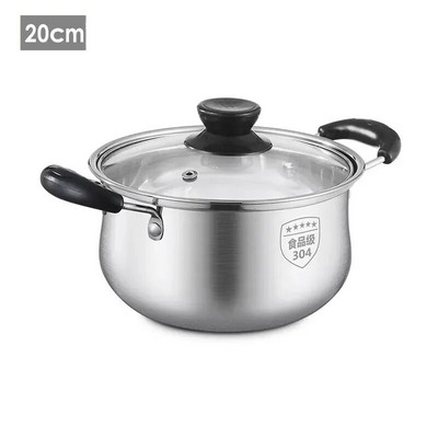 Kuhinjska posuda za kuhanje od nehrđajućeg čelika 304 Posuda za mlijeko Posuda za juhu Neprianjajuća tava sa staklenim poklopcem Lonci za kuhanje