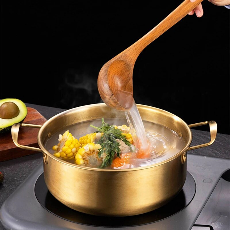 Posude za kuhanje s korejskim ramen rezancima od nehrđajućeg čelika Neprianjajuće posude za juhu s morskim plodovima i rižom Kuhinjsko posuđe za kuhanje s poklopcem Plinsko kuhalo