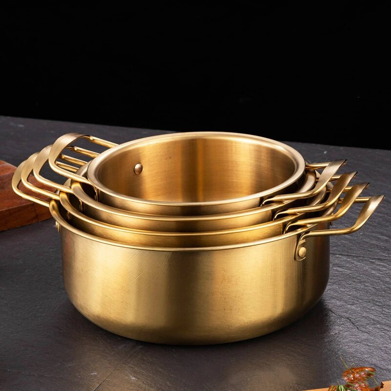 Posude za kuhanje s korejskim ramen rezancima od nehrđajućeg čelika Neprianjajuće posude za juhu s morskim plodovima i rižom Kuhinjsko posuđe za kuhanje s poklopcem Plinsko kuhalo