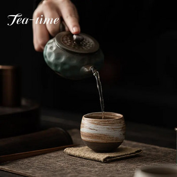 80 мл японска ретро чаша за чай, ръчно изработена керамика, проба, чаша за чай, груба керамика, занаяти, единични чаши, домакински майсторски чаши, чаша за кунг-фу
