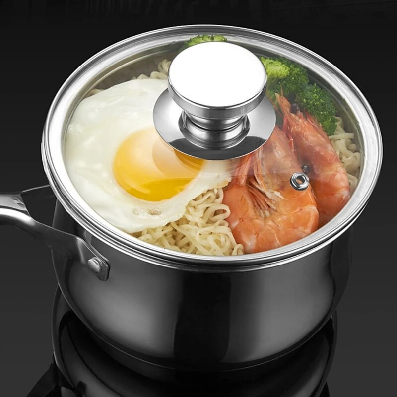 304 Nerūdijančio plieno sriubos puodas su dangteliu, rankena, išsilieję mini pieno puodai, atsparūs nuplikimui puodai, virtuvės reikmenys