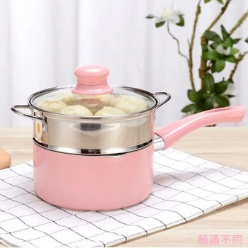 16CM/18CM Ροζ Mainfan Πέτρινη κατσαρόλα Κατσαρόλα Γάλα Φορητό αντικολλητικό τηγάνι Μαγειρικής κουζίνας Μαγειρικά σκεύη για υγραέριο & επαγωγική κουζίνα