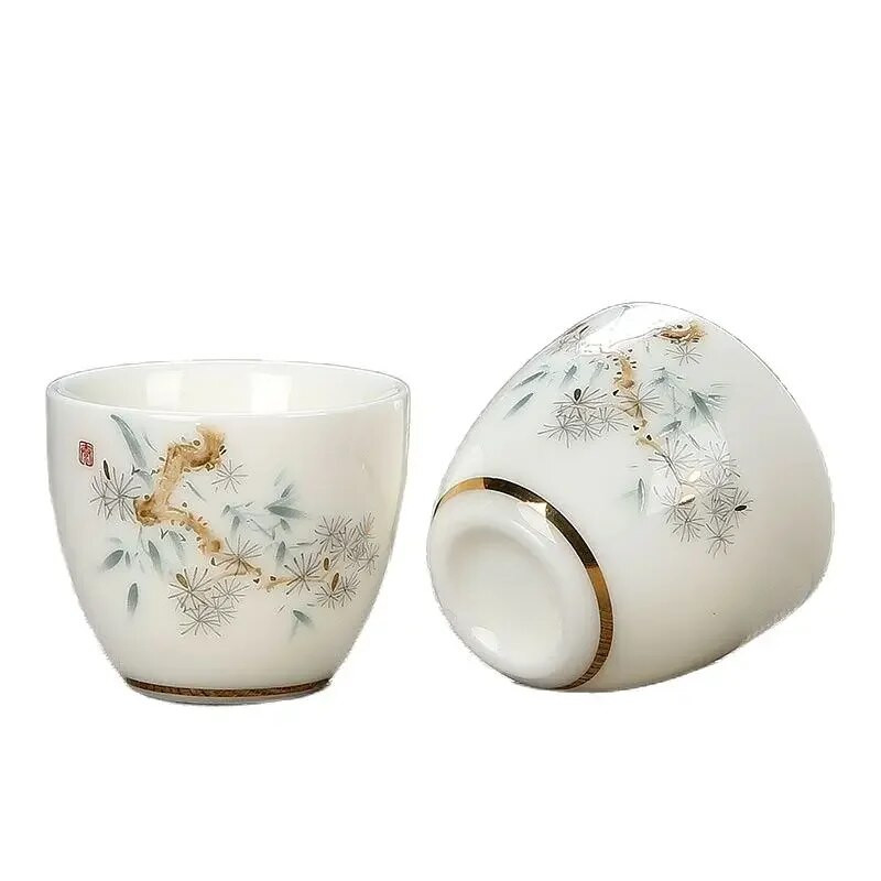 Kineska keramička šalica za čaj 70 ml, slatka mala šalica za vino, luksuzan dar, izvrsna prozirna porculanska zdjela za čaj od bijelog žada Posuda za čaj