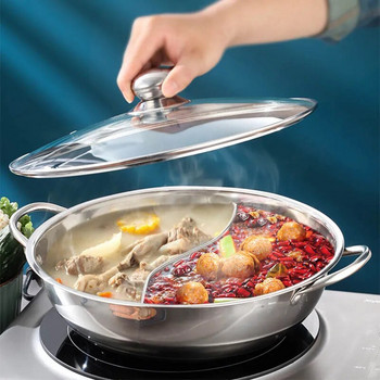 Hot Pot Indue Cooker Chinese Fondue 304 Hotpot από ανοξείδωτο ατσάλι με καπάκι Επαγωγική εστία αερίου Κατσαρόλα για μαγειρικά σκεύη κουζίνας