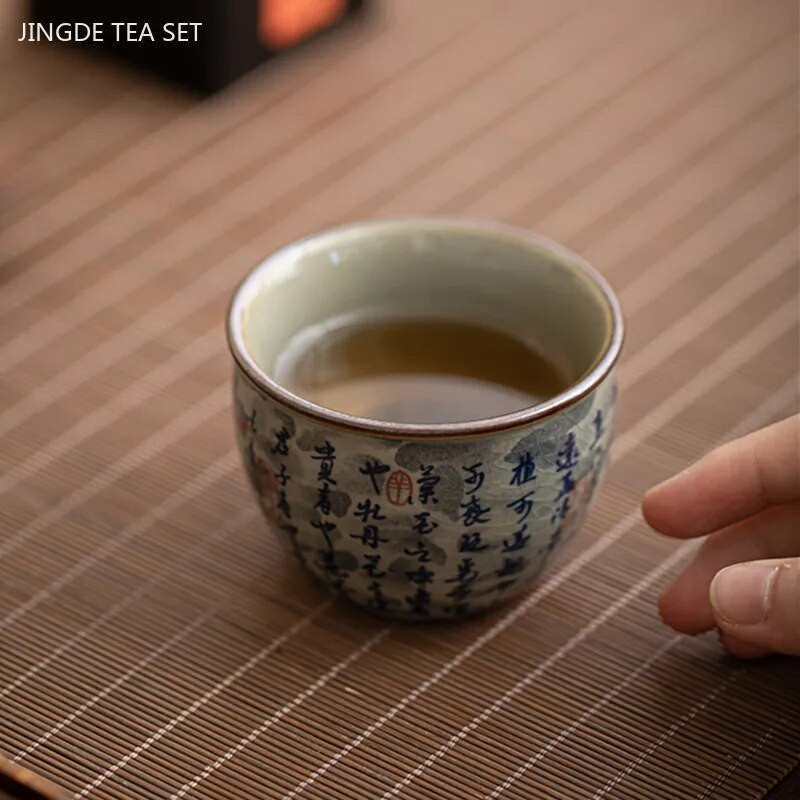 110 ml Jingdezhen plavo-bijela porculanska šalica za čaj Antikna keramička glavna šalica Prijenosna osobna jedna šalica Prilagođeni dodaci za čaj