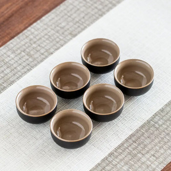Творческа китайска керамична черна малка чаша за чай Китайски кунгфу инструменти за чай Купа за чай Домакинска проста преносима мини кръгла чаша за чайLE228