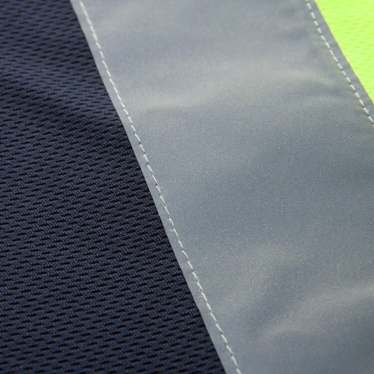 Dviejų tonų saugos polo marškinėliai oranžiniai gerai matomi šviesą atspindintys marškinėliai su kišenėmis