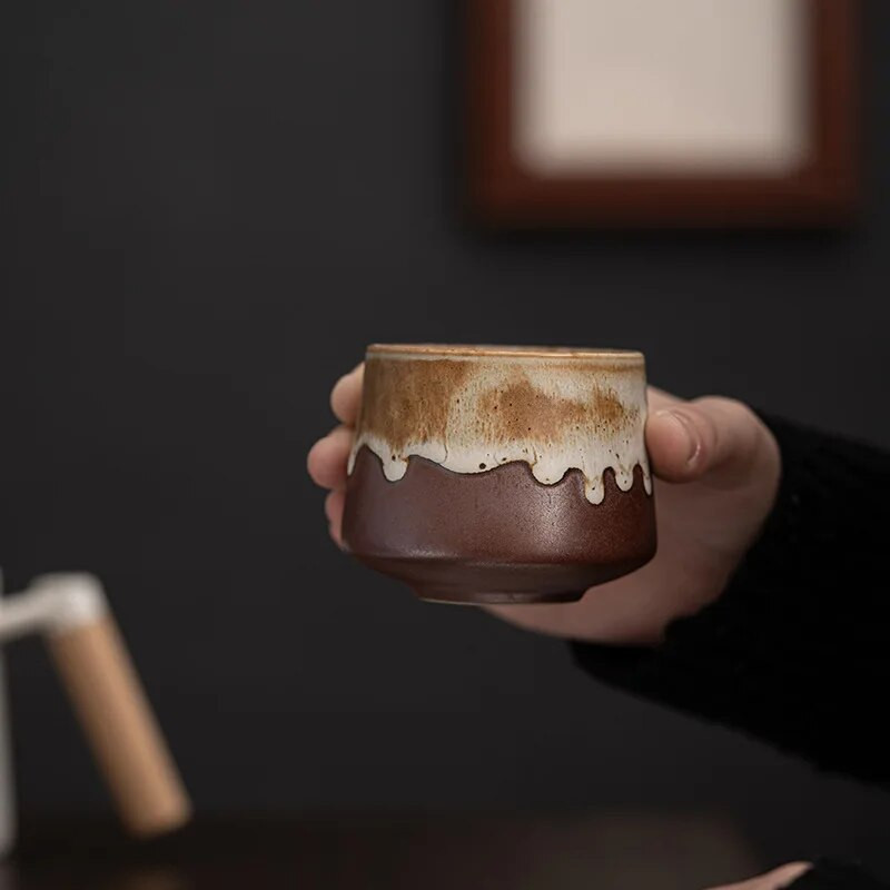 Kamenina Retro Master Cup Umjetnička šalica za espresso japanski stil Osobnost Pečena u peći Jedna šalica za čaj Kineska šalica Zdjela za čaj