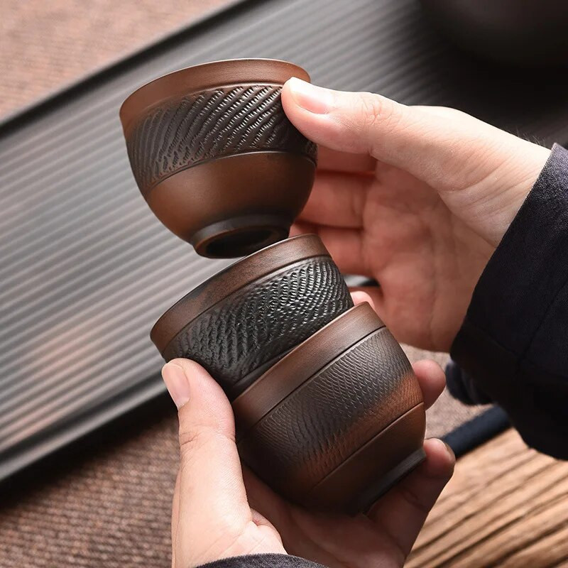 Retro rezbarije Šalice za čaj Vrhunske keramičke šalice za set za čaj Ljubičasta keramika Kung Fu šalica za čaj Keramika Čaša za čaj Mala šalica za čaj