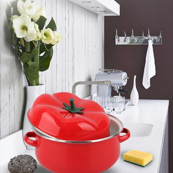 1.7L/2.5L порцеланова емайлирана тенджера Тенджера с червени домати за готвене на юфка Приложима индукционна готварска печка Тенджера за супа Кухненски съдове