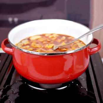 1.7L/2.5L порцеланова емайлирана тенджера Тенджера с червени домати за готвене на юфка Приложима индукционна готварска печка Тенджера за супа Кухненски съдове