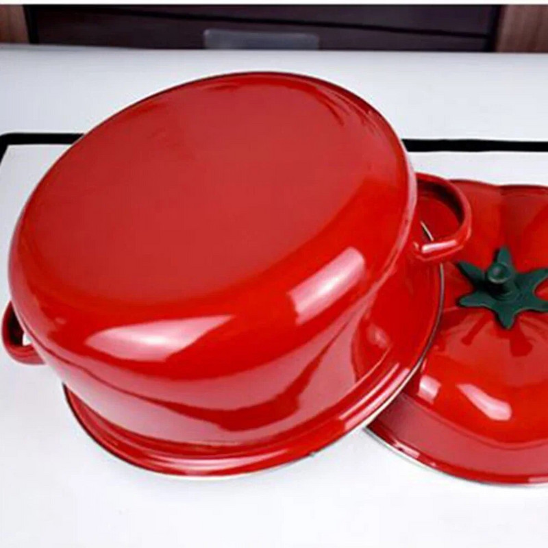 1,7 l/2,5 literes porcelán zománcozott serpenyő piros paradicsomos fazék tészta főzéséhez Alkalmazható indukciós tűzhely, leveses edény konyhai eszközök