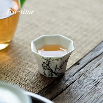 30 мл бутикова чиста ръчно рисувана цветна арт керамична чаша за чай, осмоъгълна единична чаша, домакински сервиз за чай Kung Fu Майсторска чаша за дегустация на чай