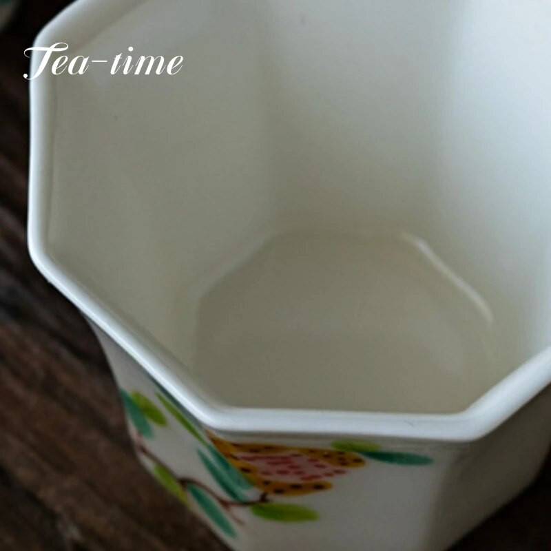 30 ml-es Boutique Pure kézzel festett virágművészet kerámia teáscsésze Nyolcszögletű egypohár Háztartási Kung Fu teáskészlet Teakóstoló mesterpohár
