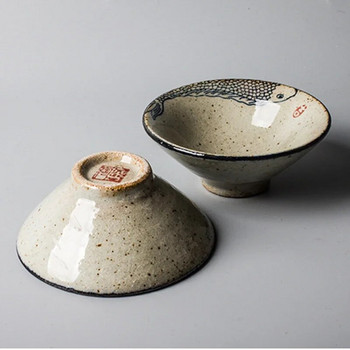 70 ml ретро ръчно рисувани японски чаши от рибна керамика Комплект чаши за чай Чаена чаша Шапка Остра купа за чаена церемония Чаша за чаша