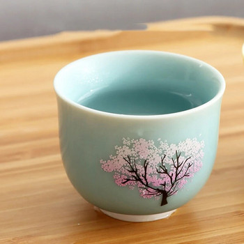Магическа чаша Сакура, променяща цвета си, керамична чаша за чай с промяна на цвета, кунг-фу, един комплект чаши, специален подарък за приятели