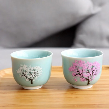 Magic Sakura Cup Κρύας θερμοκρασίας που αλλάζει χρώμα Φλιτζάνι τσαγιού Κεραμικό Κουνγκ Φου Σετ μονό φλιτζάνι Ειδικό δώρο για φίλους