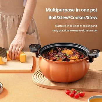 8L готварска тенджера, многофункционална незалепваща кухненска готварска посуда под микроналягане, индукционна готварска печка, газова печка, тенджера за супа, форма на тиква