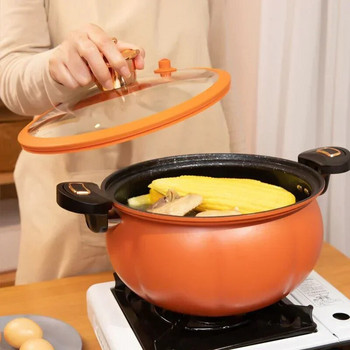 Μαγειρική κατσαρόλα 8 λίτρων Πολυλειτουργική Αντικολλητική Μικροπίεση Μαγειρικά σκεύη κουζίνας Επαγωγική κουζίνα γκαζιού Κουζίνα σούπας Κατσαρόλα σε σχήμα κολοκύθας