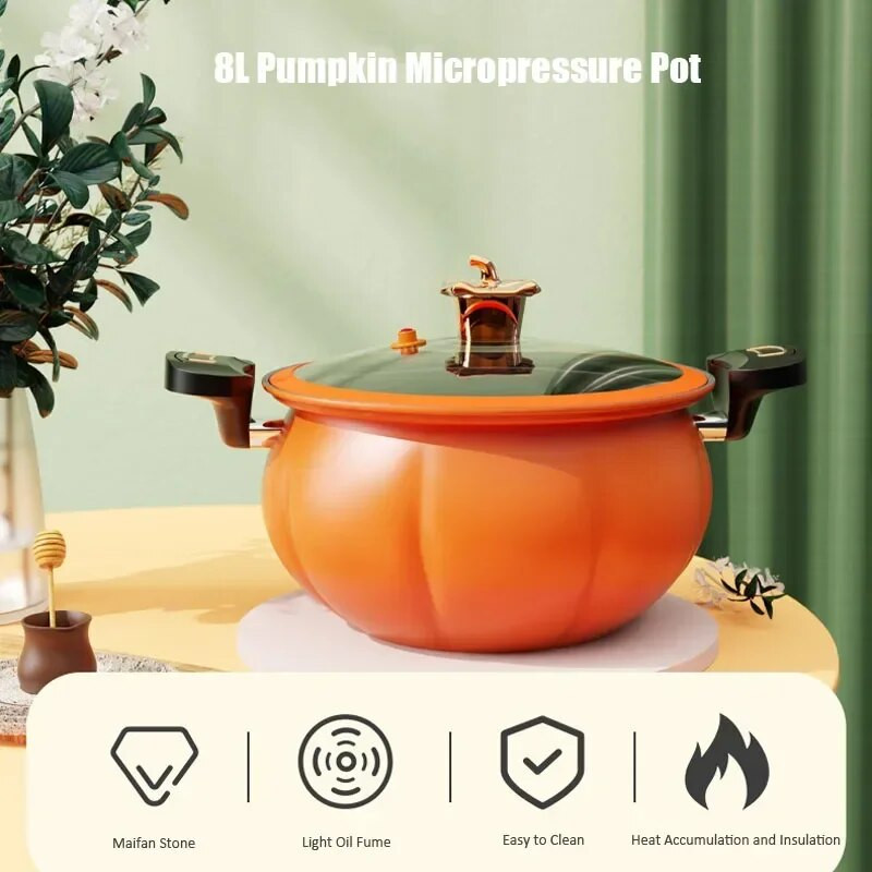 8L keedupott Multifunktsionaalne mittekleepuv mikrosurvepliit Köök Kööginõud Induktsioonpliit gaasipliit Supipott kõrvitsa kujuga