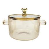 Staklena tava Prozirni lonac Lonac za juhu Grijanje Dvostruke ručke Staklena tava s poklopcem