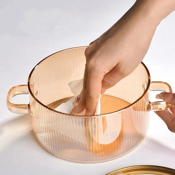 Стъклена тенджера Прозрачна тенджера за готвене Тенджера за супа Отопление Двойни дръжки Стъклена тенджера с капак