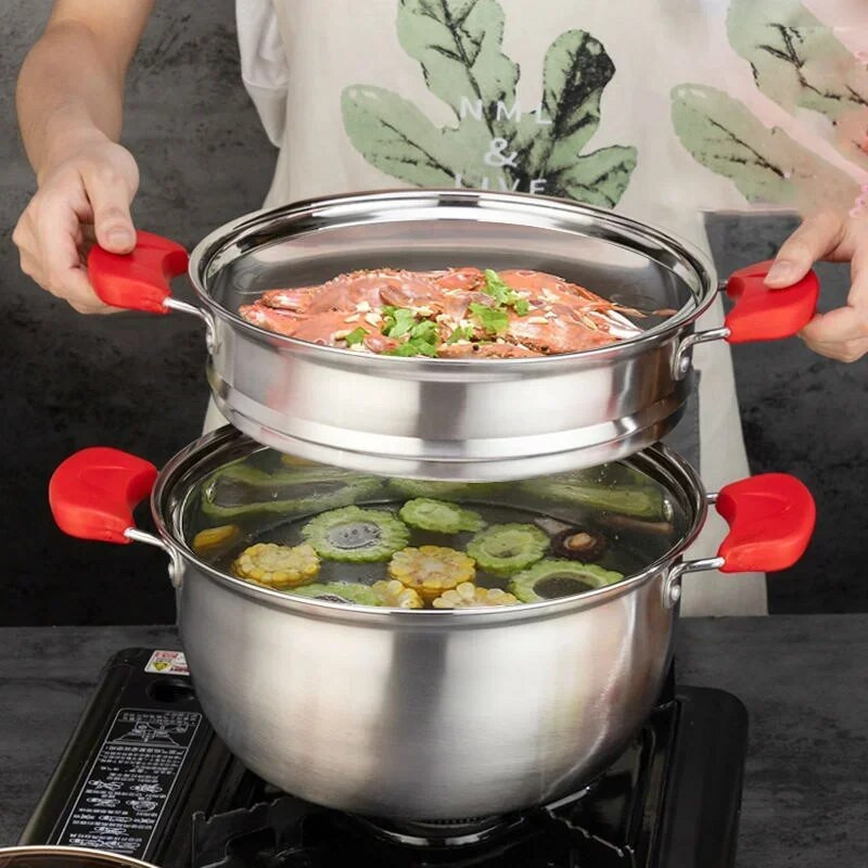 Sriubos puodo garintuvas nerūdijančio plieno vieno sluoksnio dviejų sluoksnių garintuvas Pieno puodo košė Hot Pot Stew