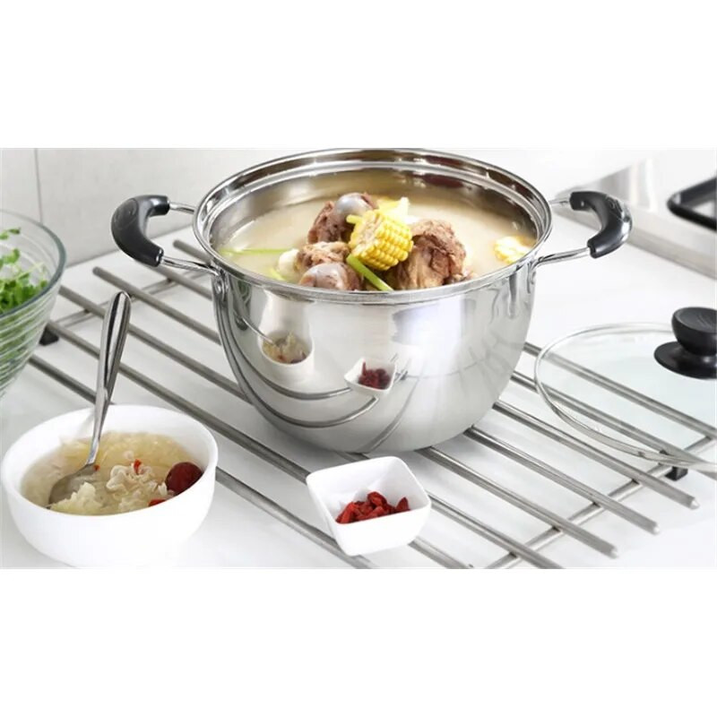 Lonac od nehrđajućeg čelika s duplim dnom Lonac za juhu Nemagnetski višenamjenski posuđe za kuhanje Neljepljiva posuda Indukcijsko kuhalo Rabljeni lonac