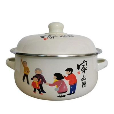 7 inča Thicken Double Ears Lonac za pirjanje 1,5L Porculanska emajlirana zdjela za juhu s poklopcem Zdjela za instant rezance Indukcijski lonac za kuhanje