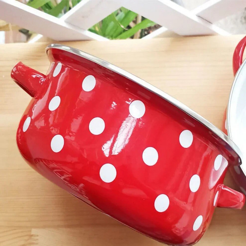 7 inča Thicken Double Ears Lonac za pirjanje 1,5L Porculanska emajlirana zdjela za juhu s poklopcem Zdjela za instant rezance Indukcijski lonac za kuhanje