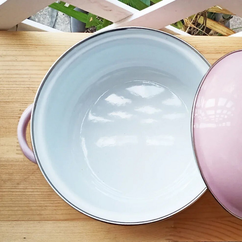 7 inča Thicken Double Ears Lonac za pirjanje 1,5L Porculanska emajlirana zdjela za juhu s poklopcem Zdjela za instant rezance Indukcijski lonac za kuhanje