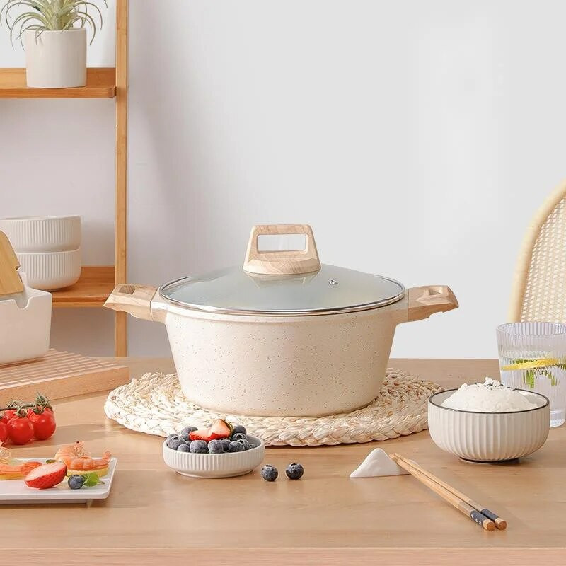 Lonac s neprijanjajućim premazom od 24 cm, zadebljani, veliki kapacitet, lonac za juhu s duplim dnom od 2 l Lonac za kućanstvo Lonac za kuhanje Lonac za kuhanje Congee