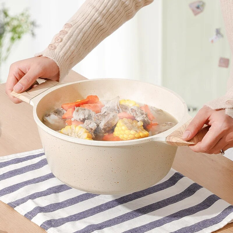 Lonac s neprijanjajućim premazom od 24 cm, zadebljani, veliki kapacitet, lonac za juhu s duplim dnom od 2 l Lonac za kućanstvo Lonac za kuhanje Lonac za kuhanje Congee