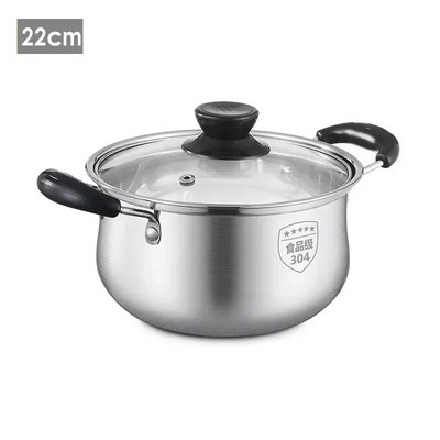 Kuhinjska posuda za kuhanje od nehrđajućeg čelika 304 Posuda za mlijeko Posuda za juhu Neprianjajuća tava sa staklenim poklopcem Lonci za kuhanje