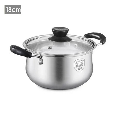 Kuhinjska posuda za kuhanje od nehrđajućeg čelika 304 Posuda za mlijeko Posuda za juhu Neprianjajuća tava sa staklenim poklopcem Lonci za kuhanje