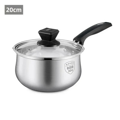 Kuhinjska posuda za kuhanje od nehrđajućeg čelika 304 Posuda za mlijeko Posuda za juhu Neprianjajuća tava sa staklenim poklopcem Lonci za kuhanje