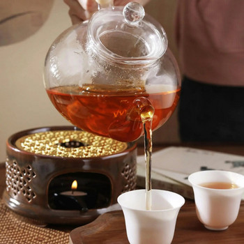 Керамична подгряваща основа за чайник с лъжица, капак и поставка за свещ