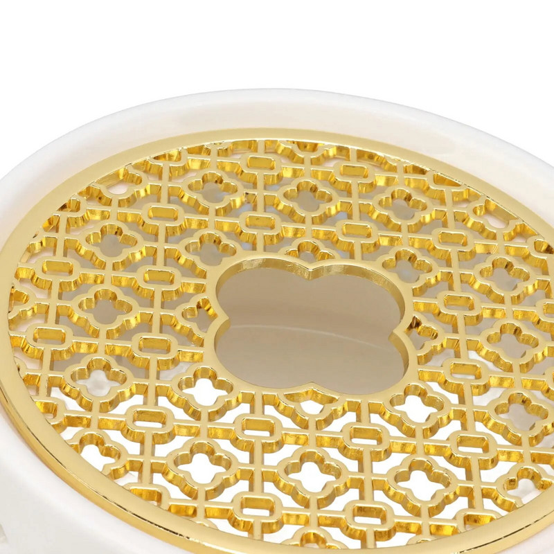 Keraminis arbatinuko šildytuvo pagrindas su šaukštu, dangteliu ir žvakių laikikliu