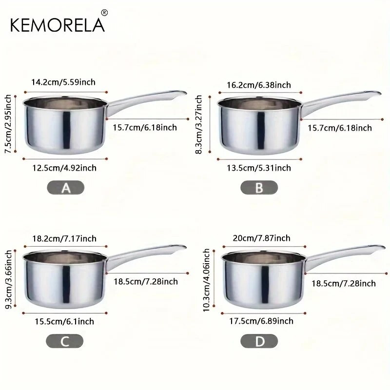 Lonci od nehrđajućeg čelika 304 Neprianjajući mali lonac za mlijeko s dugom ručkom Kuhinjska kuhala Kuhinjska kuhala s vrućim mlijekom Kuhani rezanci