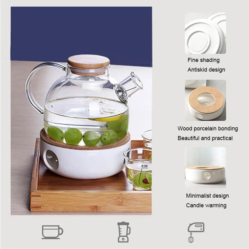 YMEEI baltas karščiui atsparus arbatinuko šildytuvo izoliacijos pagrindas, buitinis kavos verdantis vanduo, žvakių laikiklis arbatos priedai