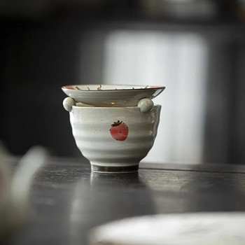 Грунд на прах Керамична печена печка за чай Ръчно рисувана печка за свещи от ягоди Ароматизираща поставка за чаени листа Аксесоари за чаена церемония