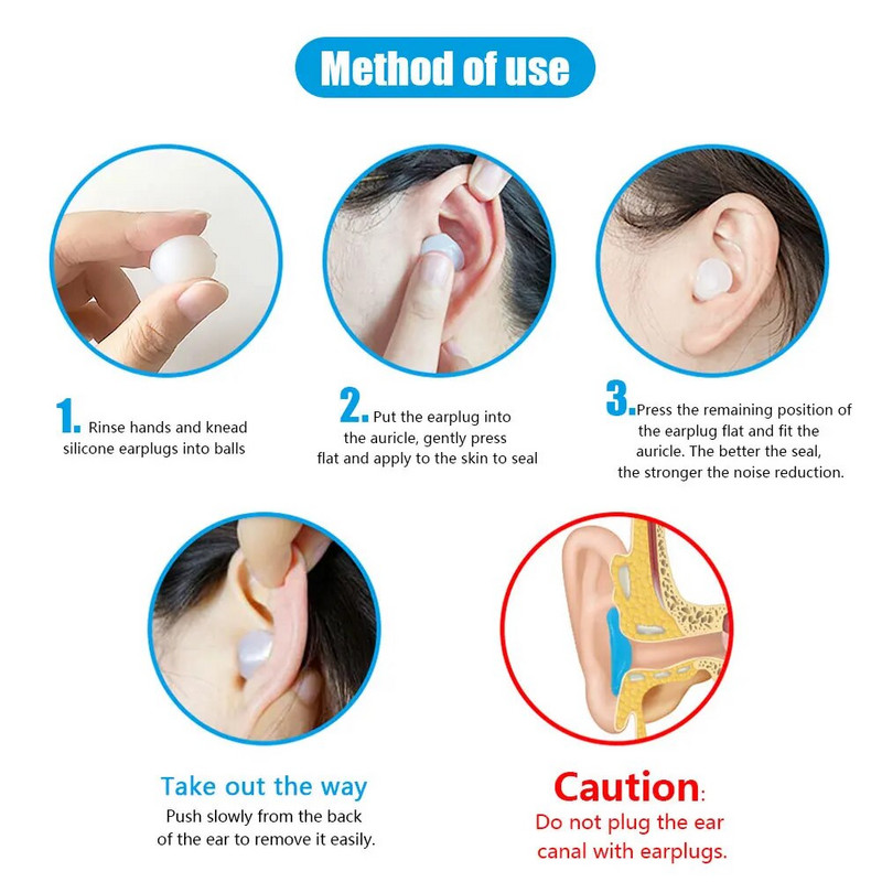 12gab/iepakojumā Mīkstie silikona ausu aizbāžņi gulēšanai peldēšanai Darba ausu aizbāžņi dubļiem BPA nesatur trokšņu samazināšanas ausu aizsardzības ausu aizbāžņi